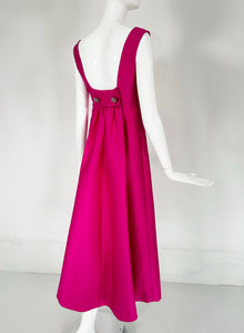 Malcolm Starr Fuchsia Pink Silk Twill Evening Dress Early 1960s