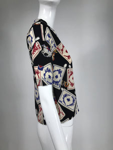 SOLD Chanel Rare Vintage Playing Cards Silk Blouse 1995