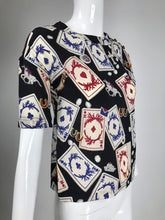 Chanel Rare Vintage Playing Cards Silk Blouse 1995