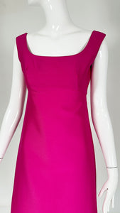 Malcolm Starr Fuchsia Pink Silk Twill Evening Dress Early 1960s
