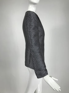 Giorgio Armani Black & White Dot Burgundy Lined Silk Jacket