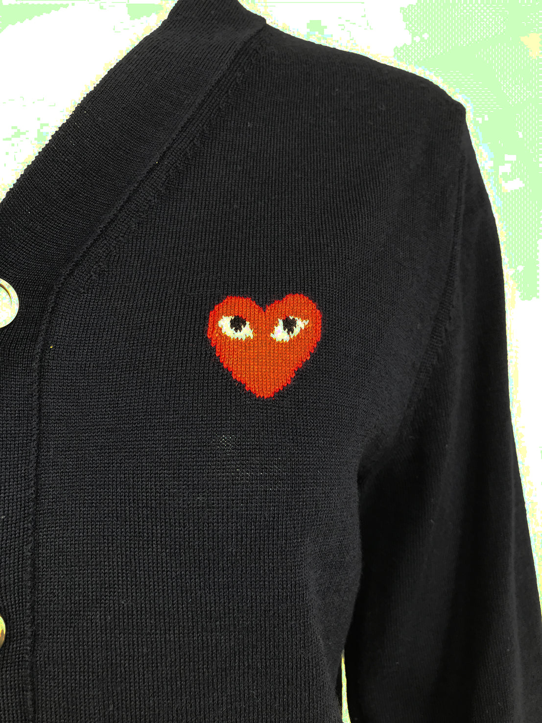 SOLD Comme des Garcons Play Dark Navy Blue Cardigan Sweater with