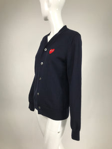 Comme des Garcons Play Dark Navy Blue Cardigan Sweater with Heart