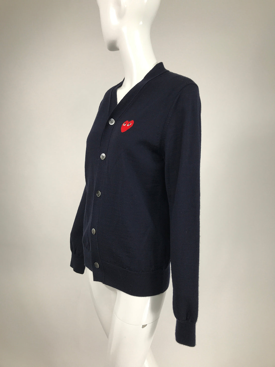 SOLD Comme des Garcons Play Dark Navy Blue Cardigan Sweater with
