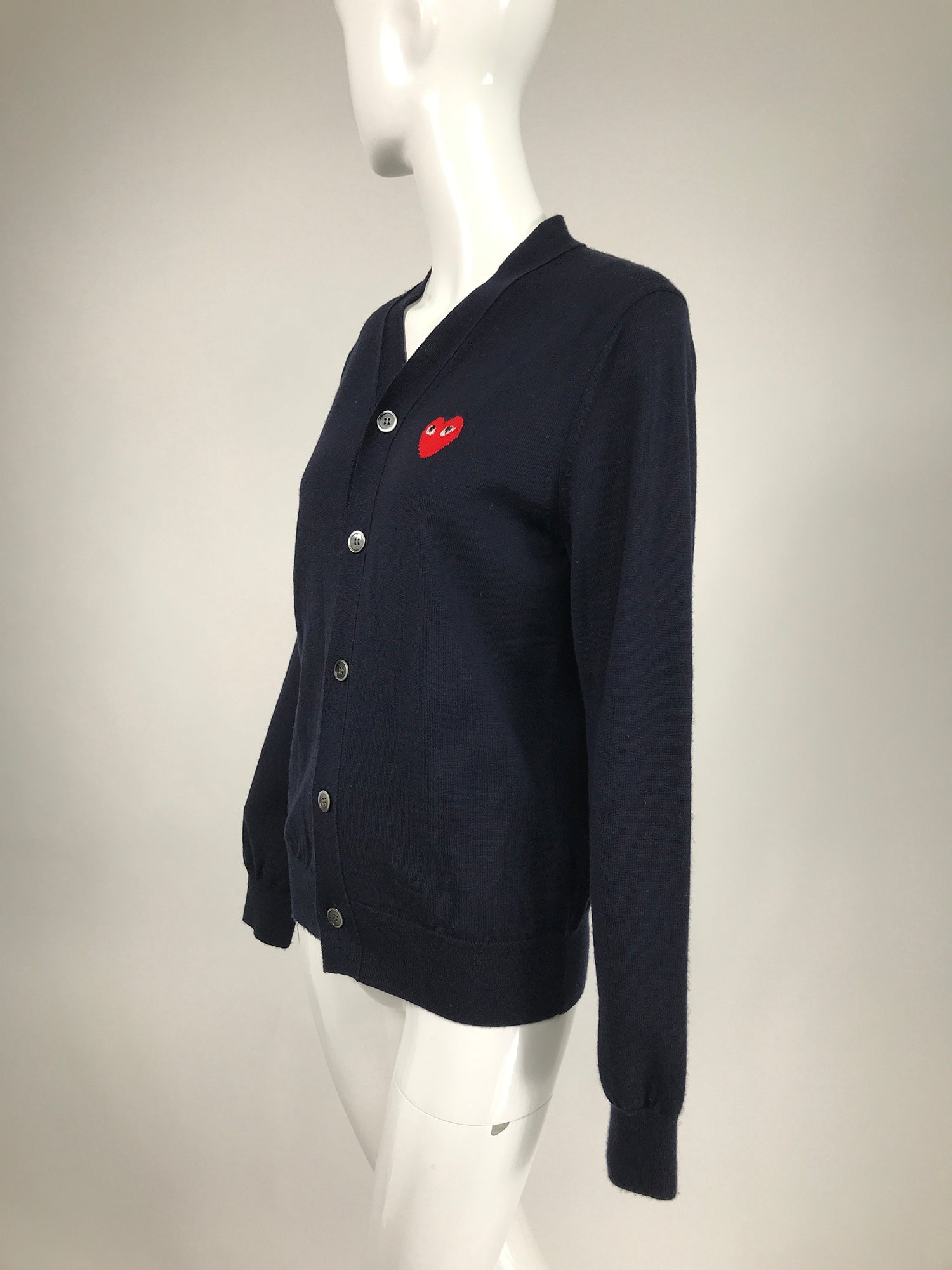 SOLD Comme des Garcons Play Dark Navy Blue Cardigan Sweater with