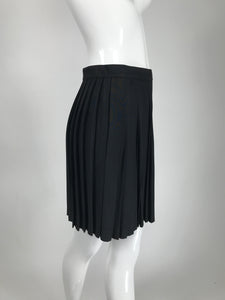 Thierry Mugler Black Crepe Side Snap Pleated Mini Skirt 1980s