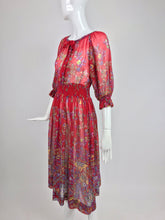 Ted Lapidus floral cotton voile peasant style dress 1970s