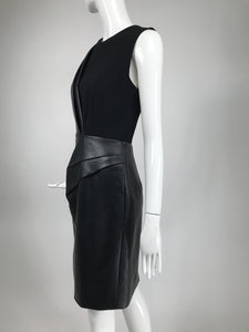 J. Mendel Paris Black Wool & Leather Sheath Dress