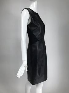 J. Mendel Paris Black Wool & Leather Sheath Dress