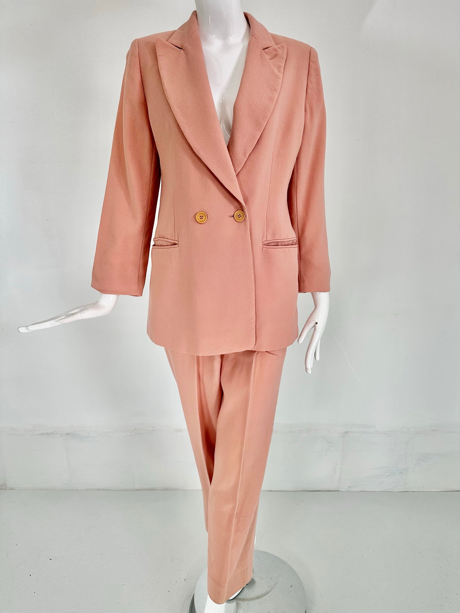 SOLD Giorgio Armani Peach Light Wool Double Breasted Pant Set 1990s – Palm  Beach Vintage