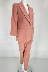 Giorgio Armani Peach Light Wool Double Breasted Pant Set 1990s