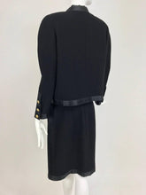 SOLD Chanel Black Wool Satin Trimmed Skirt Suit 1990s