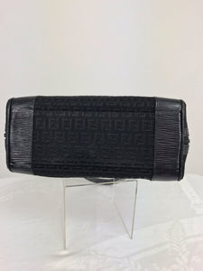SOLD Fendi Black Logo Canvas and Leather Handbag 1970s
