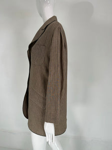 Romeo Gigli Woven Striped  Linen Edwardian Style Lightweight Jacket