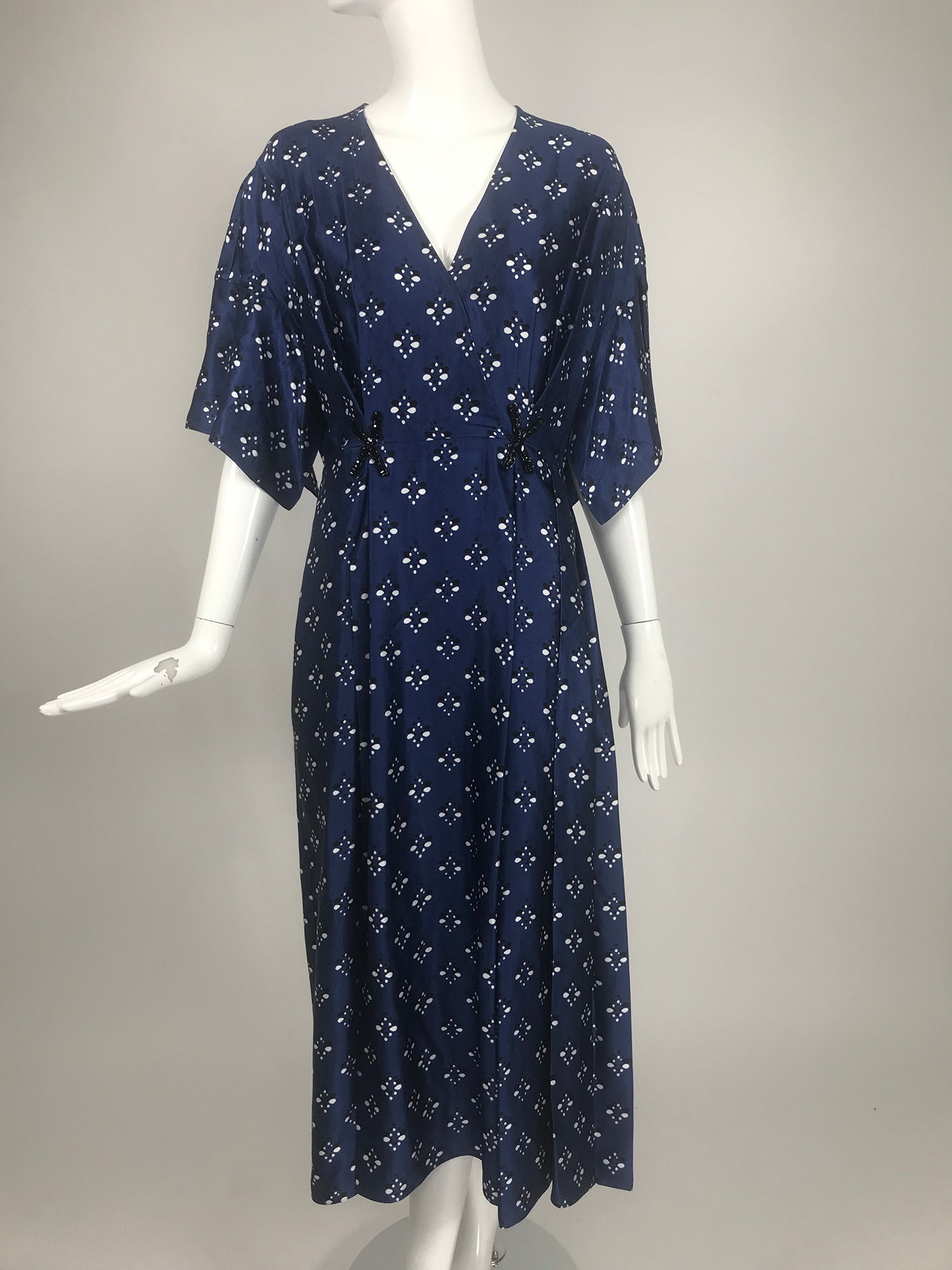 SOLD Fendi Blue & White Silk Wrap Effect Handkerchief Sleeve Loose Fit – Palm Beach Vintage