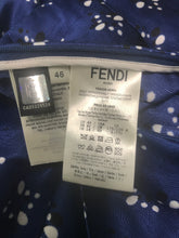 Fendi Blue & White Silk Wrap Effect Handkerchief Sleeve Loose Fit Pleated Dress
