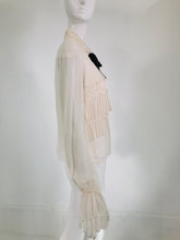 Valentino F/W 2006 Off White Silk Pleated Front Black Sequin Bow Tie Blouse UWWT