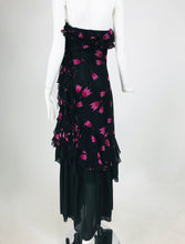 SOLD Christian Dior Boutique Paris Tulip print Strapless layered Maxi Dress 1970s