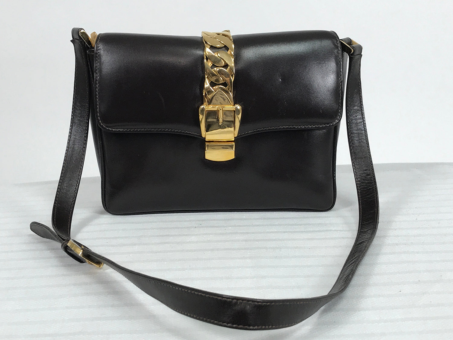 1960s Black Leather Gucci Bag at 1stDibs
