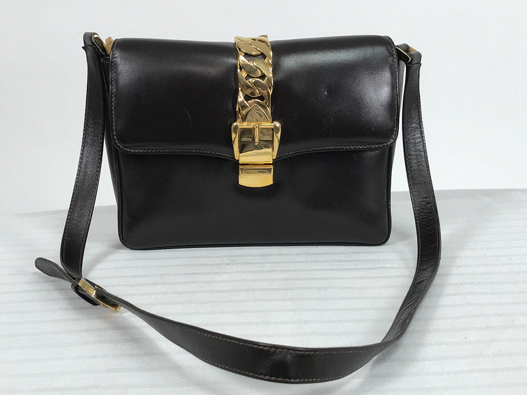 Black Small Sylvie Shoulder Bag Gold Hardware