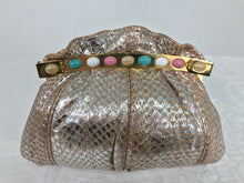 Fiori Silver Coral Faux Snake Jewel Clasp Evening Bag 1980s