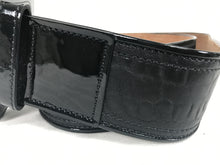 Fendi Wide Black Patent & Black Leather Logo Belt 34