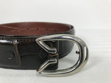 Vintage G Gucci Modernist Silver Horseshoe Buckle & Alligator Belt