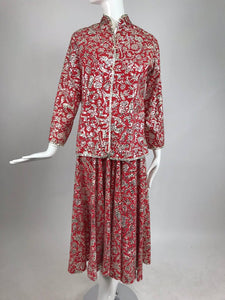 SOLD Silver sequin coral printed dress and jacket Jor'elle Model Mexico 1950s