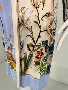Salvatore Ferragamo Floral Silk Print Placket Front Dress 40 Unworn with Tags