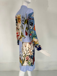 Salvatore Ferragamo Floral Silk Print Placket Front Dress 40 Unworn with Tags