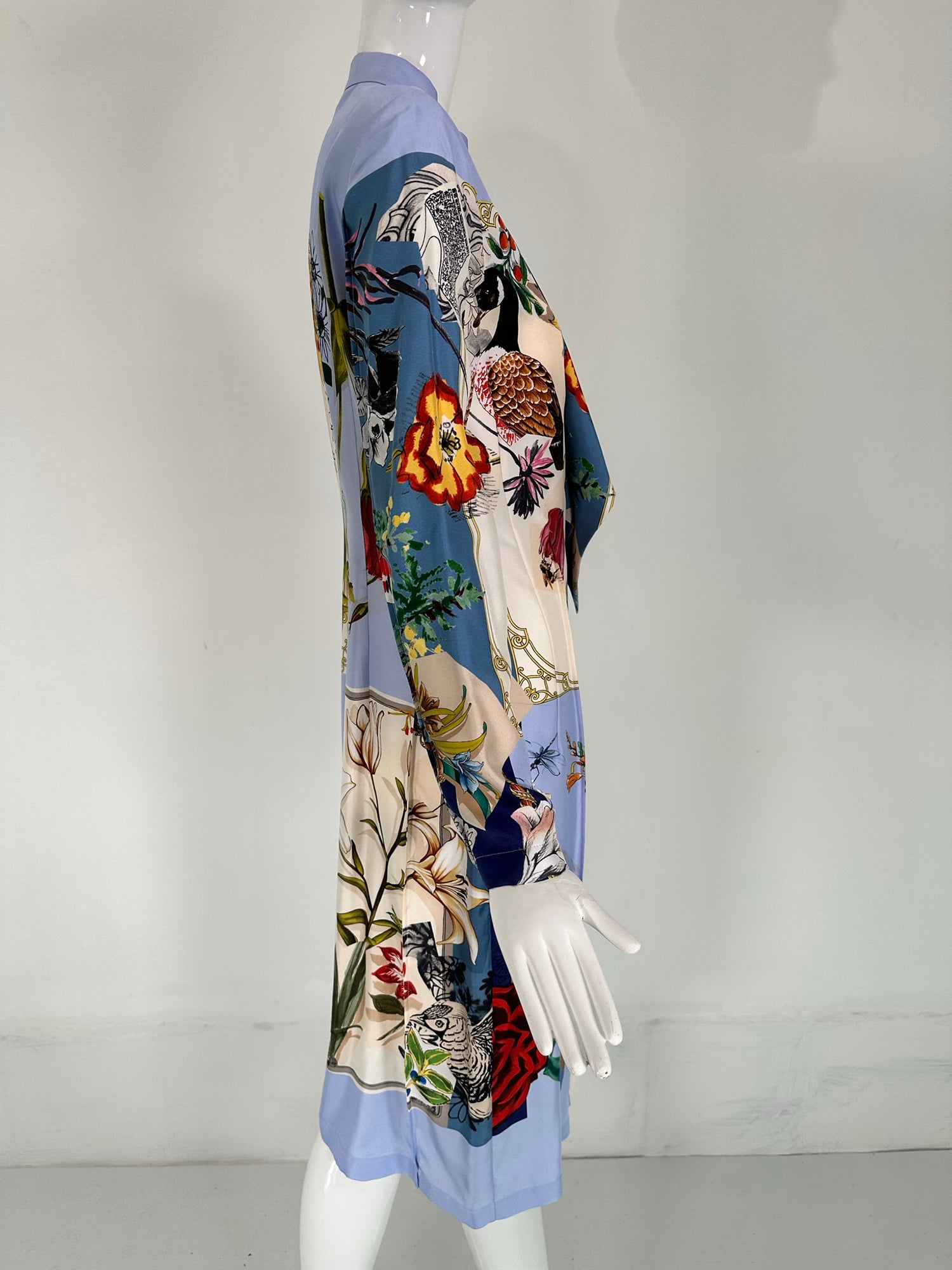 SOLD Salvatore Ferragamo Floral Silk Print Placket Front Dress 40 