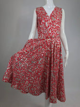 SOLD Silver sequin coral printed dress and jacket Jor'elle Model Mexico 1950s