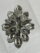 Large Faux Sapphire SIlver Metal Costume Brooch Pin
