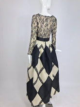 Bill Blass Black and Off White Harlequin Gown 1994