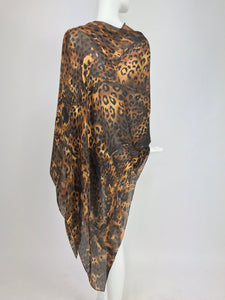 SOLD  Yves Saint Laurent large leopard silk chiffon shawl scarf