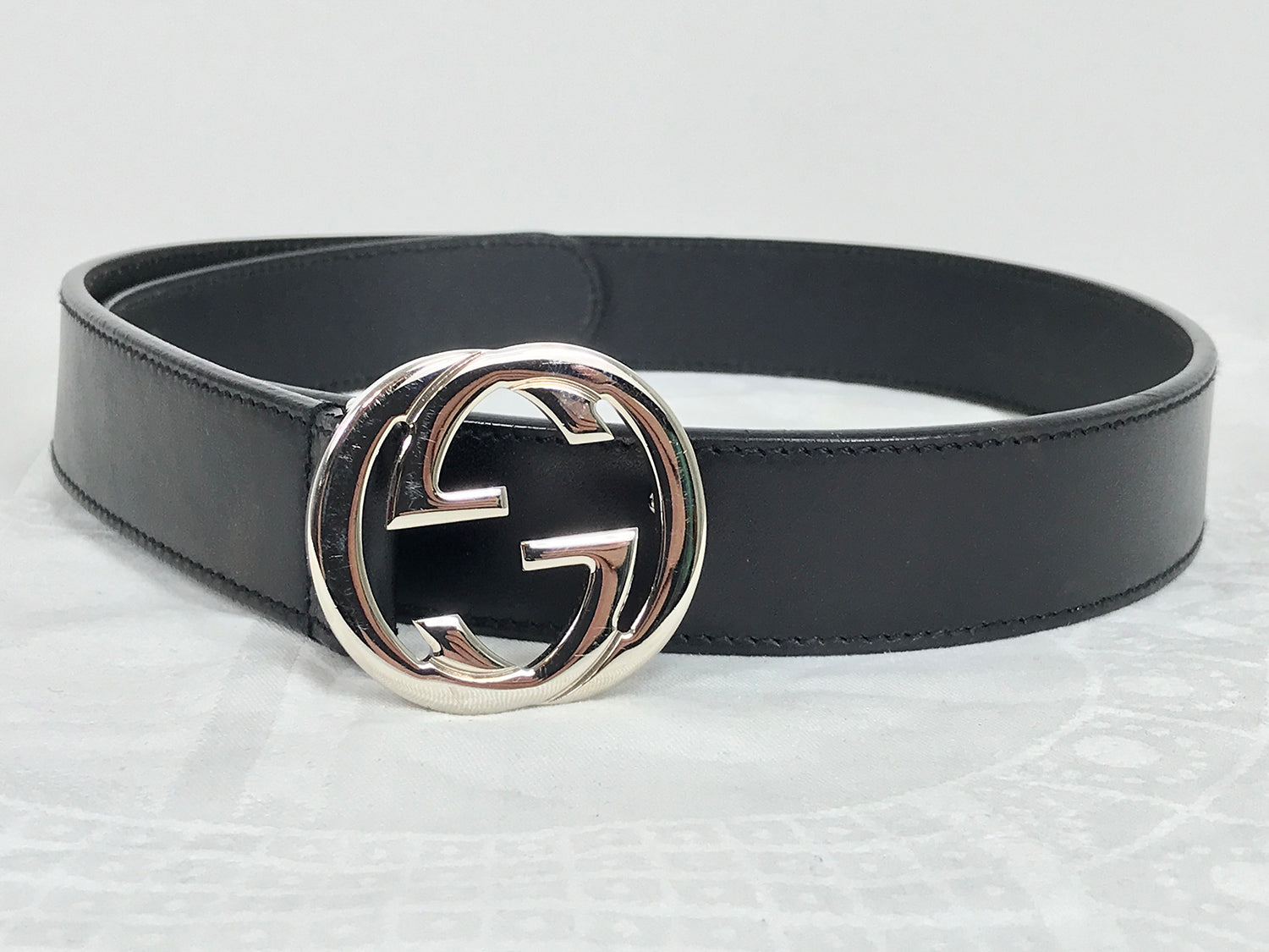 Gucci Black and Gray Leather Belt Gucci® Men main image 2