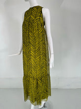 Tiffeau & Busch LTD. 1966 Chartreuse & Black Silk Organza & Twill Maxi Dress