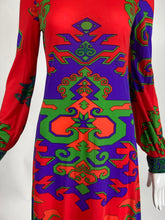 Leonard Fashion Paris Silky Jersey Geometric Design Dress 1970s