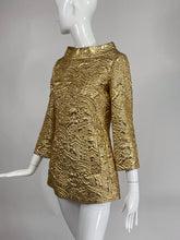 Michael Kors Gold Metallic Brocade Tunic Top
