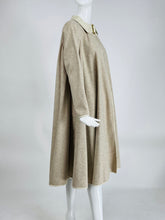 Bonnie Cashin Oatmeal Double Faced Wool Bias Circle Leather Trimmed Coat 1970s