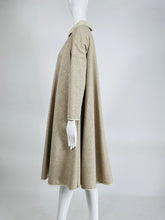 Bonnie Cashin Oatmeal Double Faced Wool Bias Circle Leather Trimmed Coat 1970s