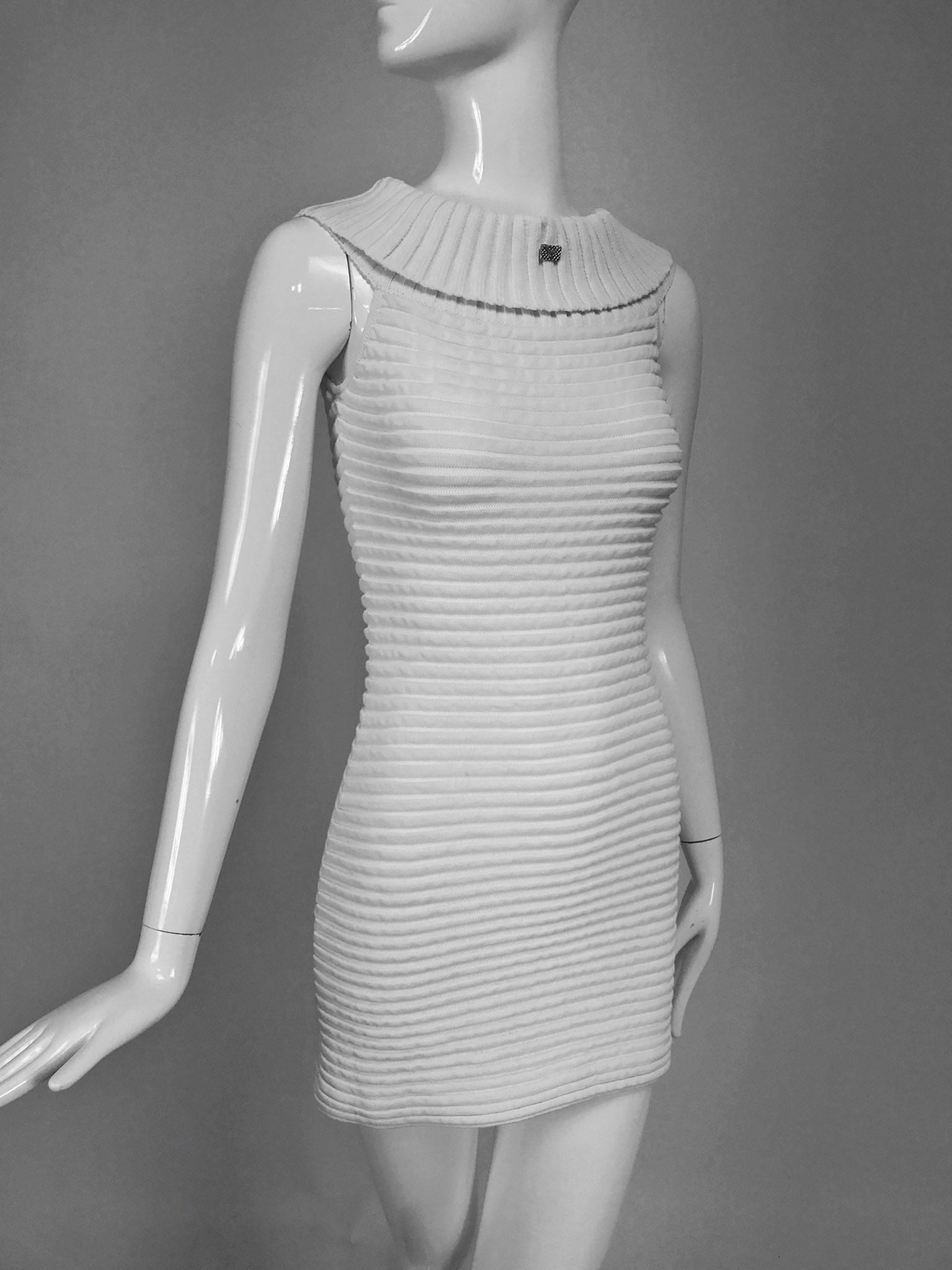 SOLD Chanel White Rib Knit Cowl Neck Bandage Dress 2009 Palm Beach Vintage SOLD Chanel White Rib Knit Cowl Neck Bandage Dress 2009 Palm Beach Vintage