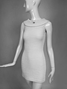 SOLD Chanel White Rib Knit Cowl Neck Bandage Dress 2009