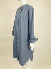 Hermes Blue Cotton Over Size Button Front Shirt Dress