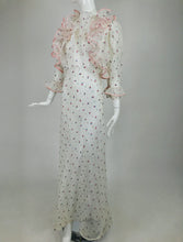Vintage 1930s Embroidered White Organdy Ruffle Trim Bias Dress and Jacket 