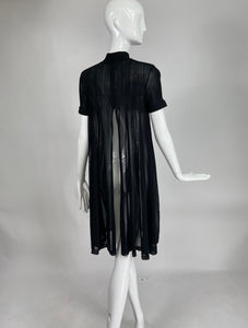 Chanel 07C Look 32 Black Knit Short Sleeve Baby Doll Coat