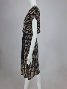 SOLD Charivari Cigarette Smoke Silk Dress 1970s