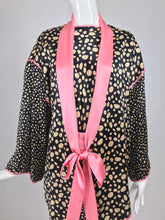 Guy Laroche Silk Evening Pajama set in Cream and Black Dots Pink Trim 1990s