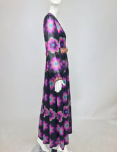 SOLD Richard Kaplan Bold Floral Print Chiffon Jewel Maxi Dress 1960s