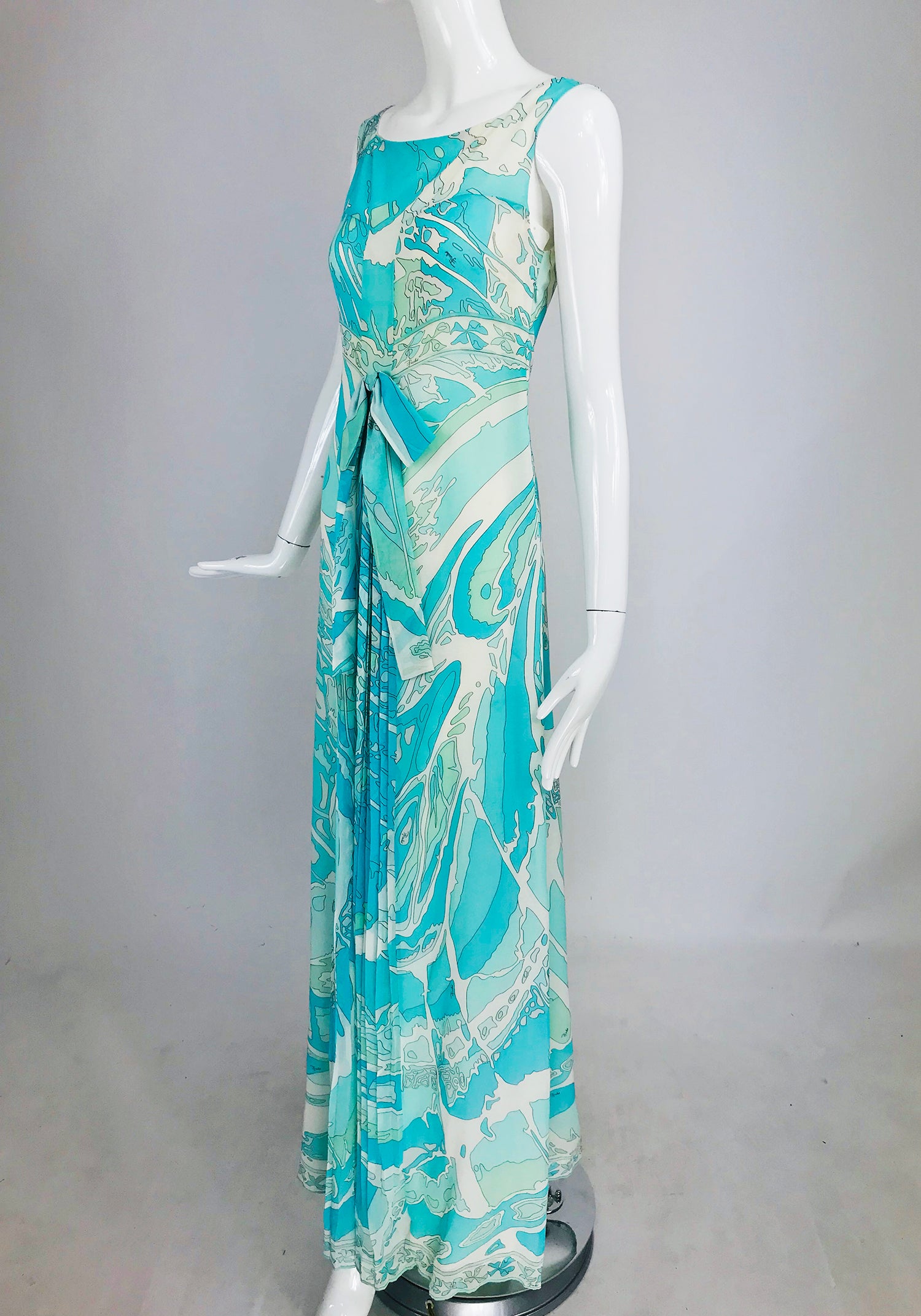 SOLD Emilio Pucci Aqua Print Silk Chiffon Maxi Dress – Palm Beach Vintage